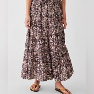 NWT Faherty Black, Pink and White Flowy Maxi Skirt